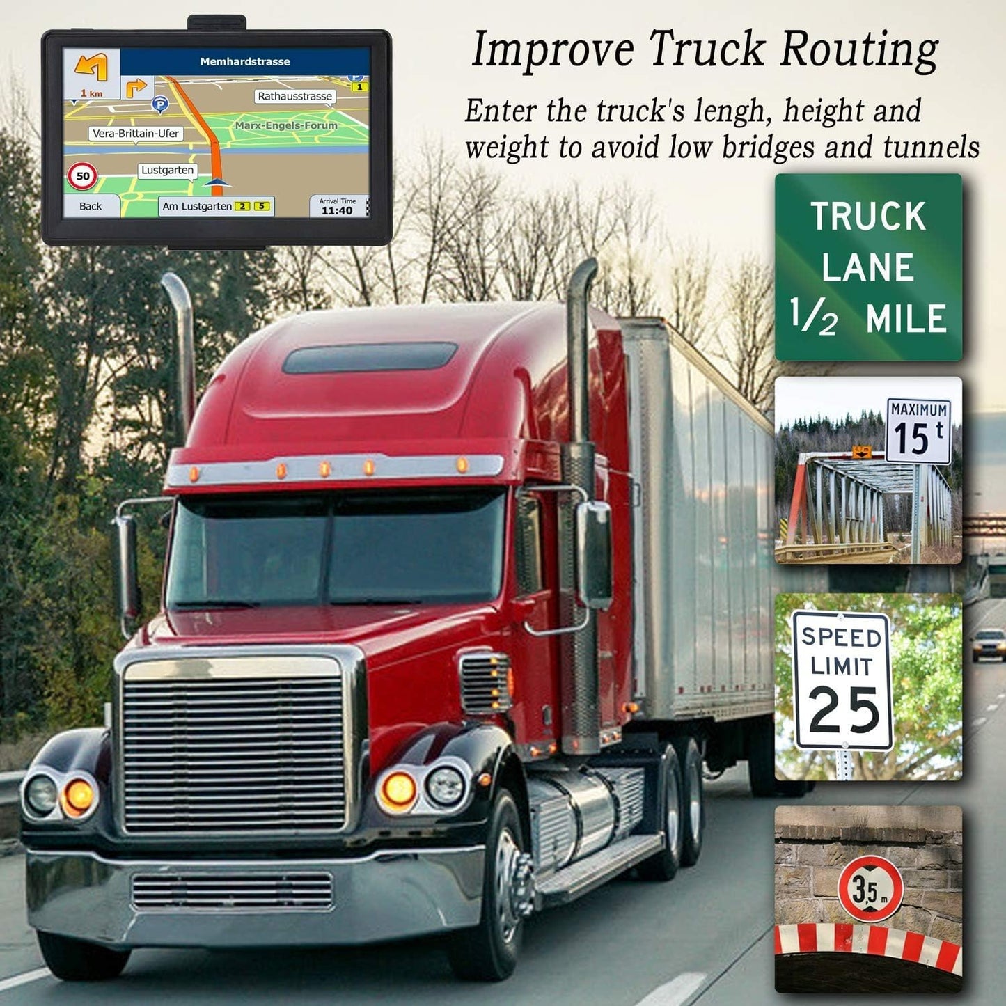 GPS Navigator for Car 7 Inch, Truck GPS Commercial Drivers, Trucker GPS for Semi Truck, Navigation for Truck 2025 Map with Free Lifetime Updates, Speed Limit Warnings, Lane Assist TRUCK DRIVER
