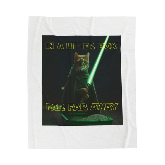STAR WARS CAT IN A LITTER BOX FAR FAR AWAY Velveteen Plush Blanket