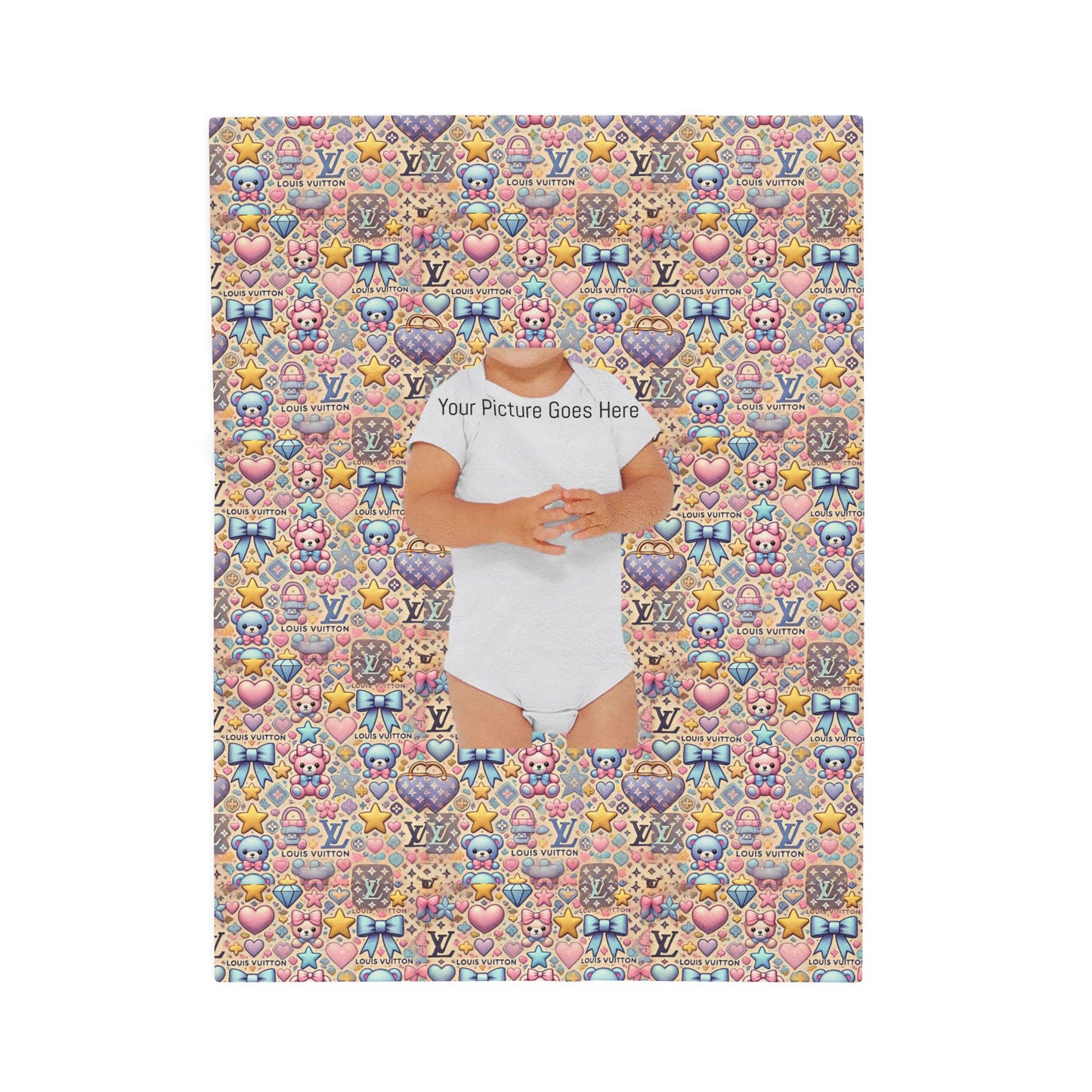 Cozy Velveteen Plush Blanket with Cute Patterns -Colorful Plush Blanket Louis Vuitton-inspired Gifts