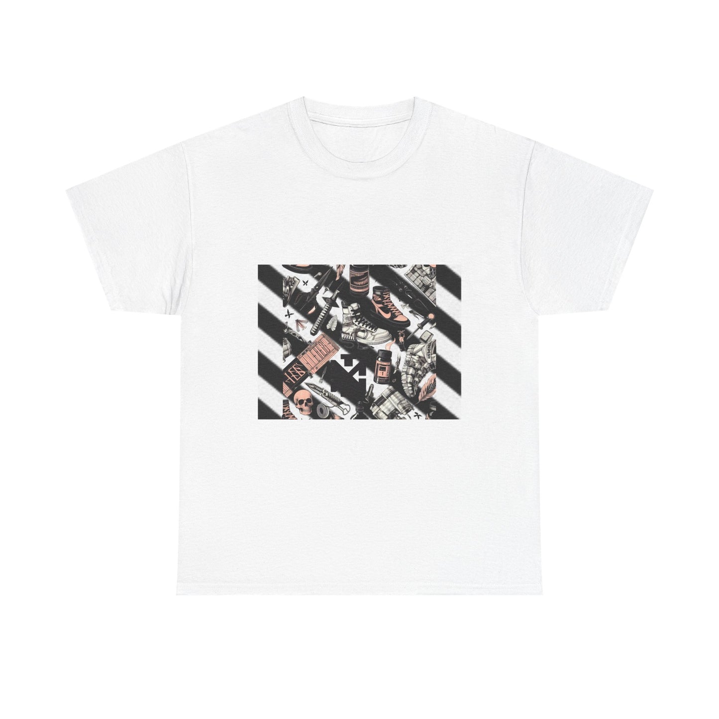 Graphic Unisex Heavy Cotton Tee - Urban Streetwear Vibe Off-White Inspired