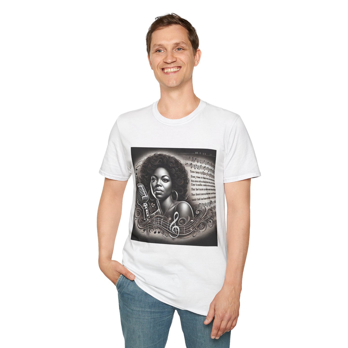 Angie Stone Retro Music Lover Unisex Softstyle T-Shirt - Afrocentric Design