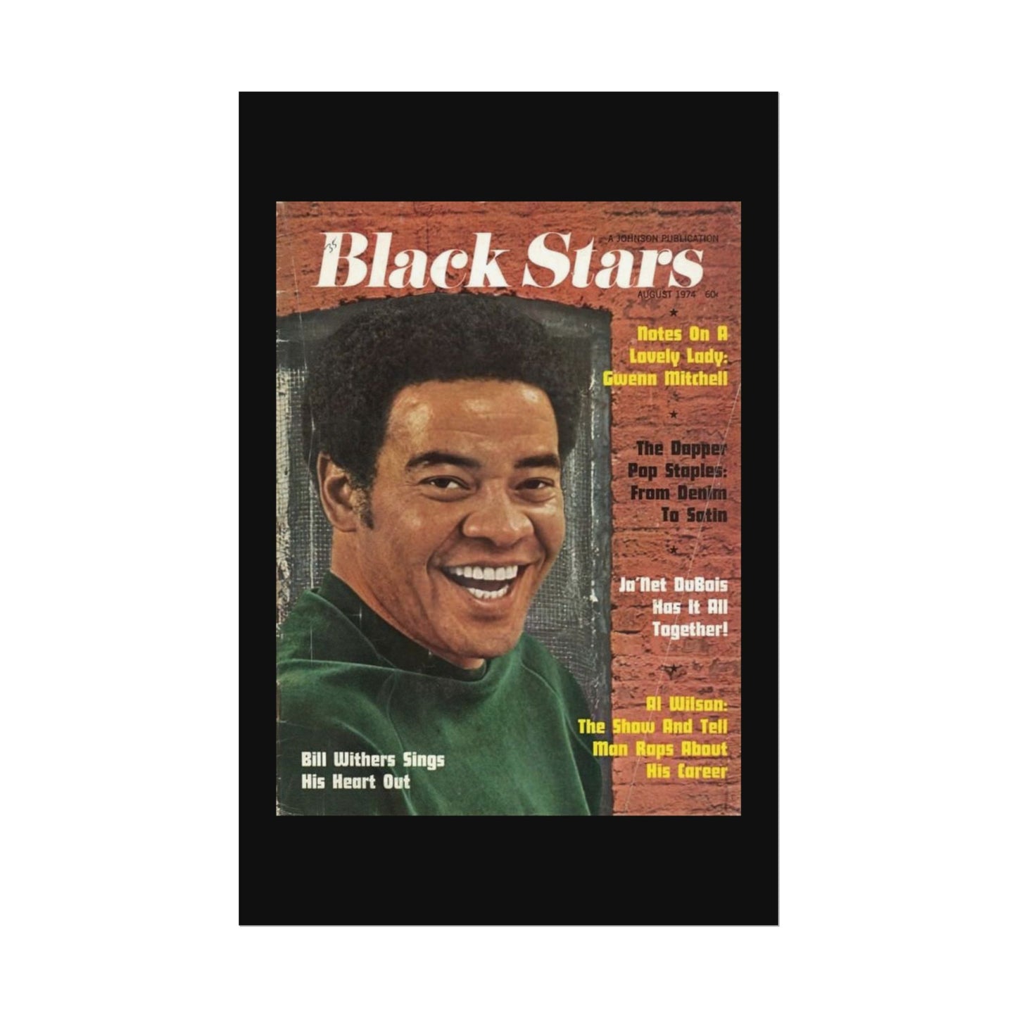 Vintage Music Rolled Posters - Bill Withers, August 1974 Design