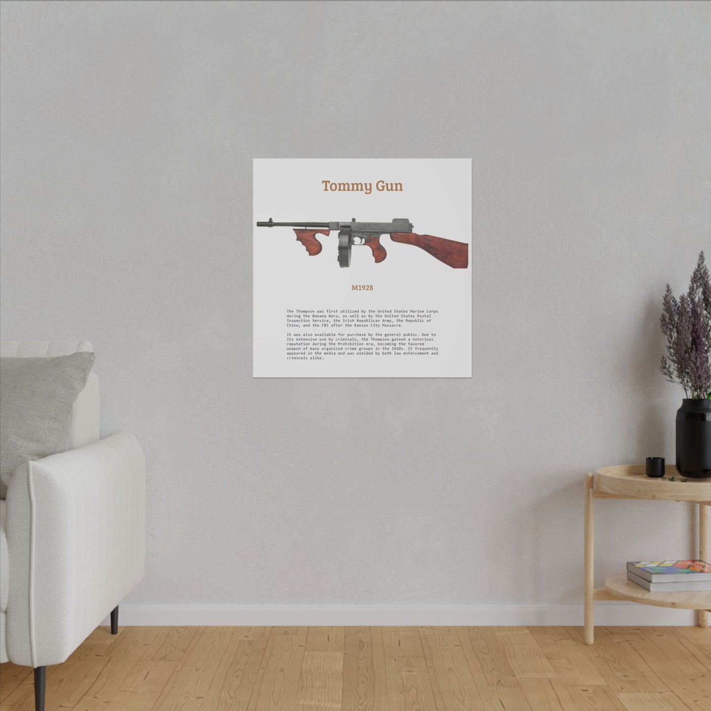 Thompson submachine gun TOMMY GUN M1928 Matte Canvas, Stretched, 0.75" (Multi-Size)