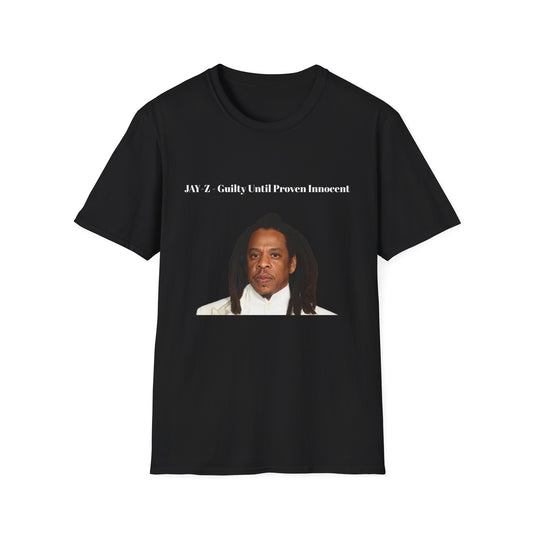The JAY-Z "Guilty Until Proven Innocent" Unisex Softstyle T-Shirt is a stylish and comfortable graphic tee