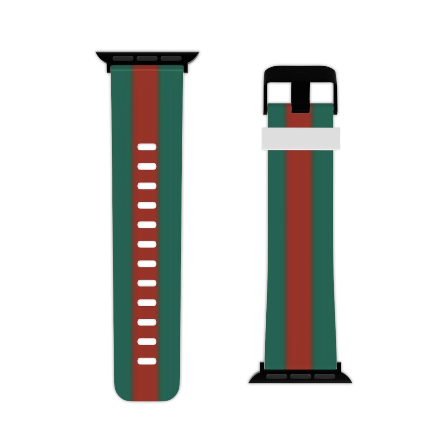 Stylish Apple Watch Band - Green & Red Stripe Design