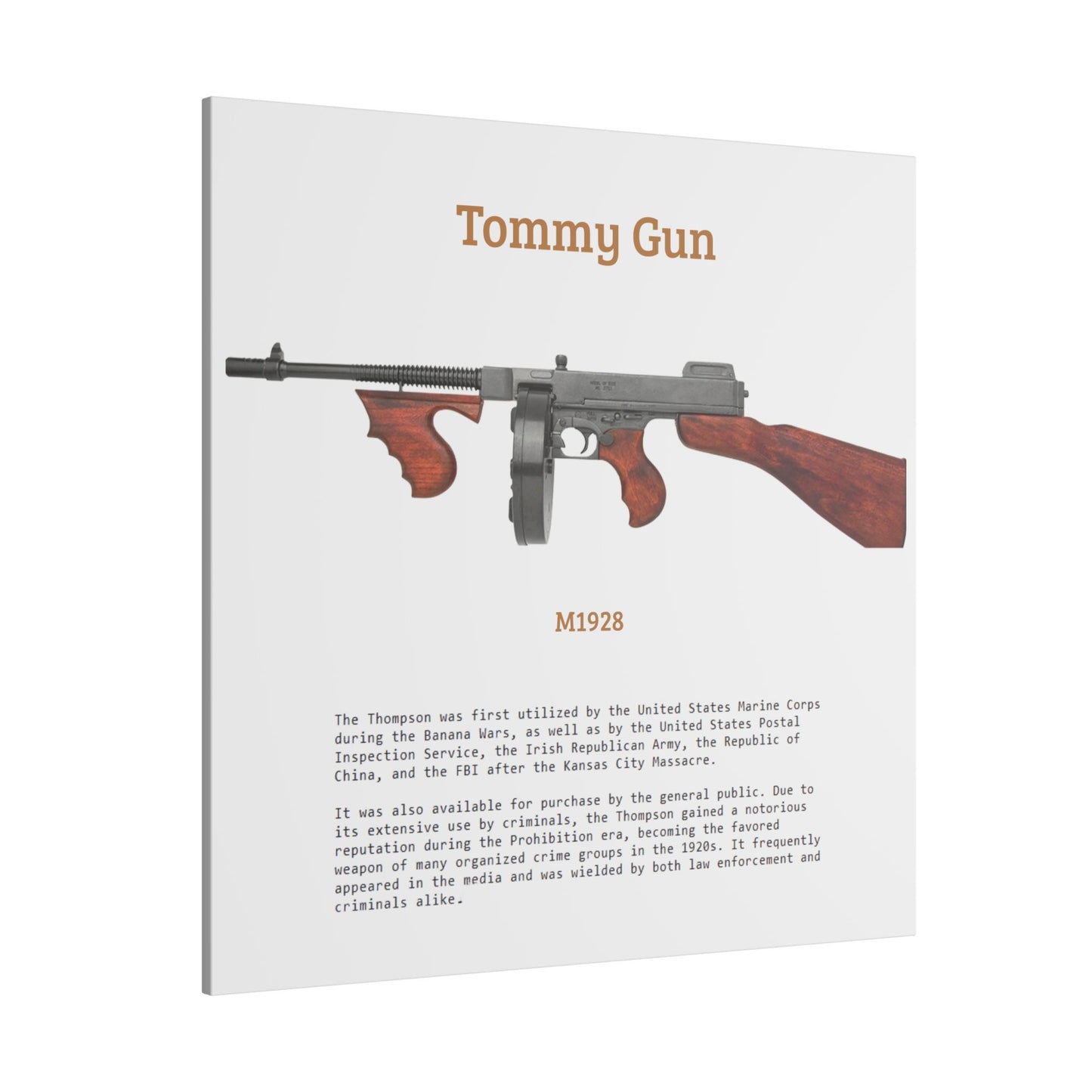 Thompson submachine gun TOMMY GUN M1928 Matte Canvas, Stretched, 0.75" (Multi-Size)