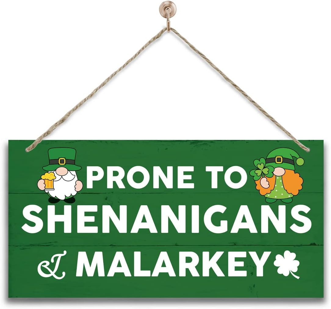 Hanging St. Patricks Day Wood Decor Sign, Let the Shenanigans Begin Printed Wood Wall Art Sign, Home Signs Decor, Hanging Door Wood Sign, Shamrock Sign, St Patricks Day Decor, Rustic Farmhouse Decor