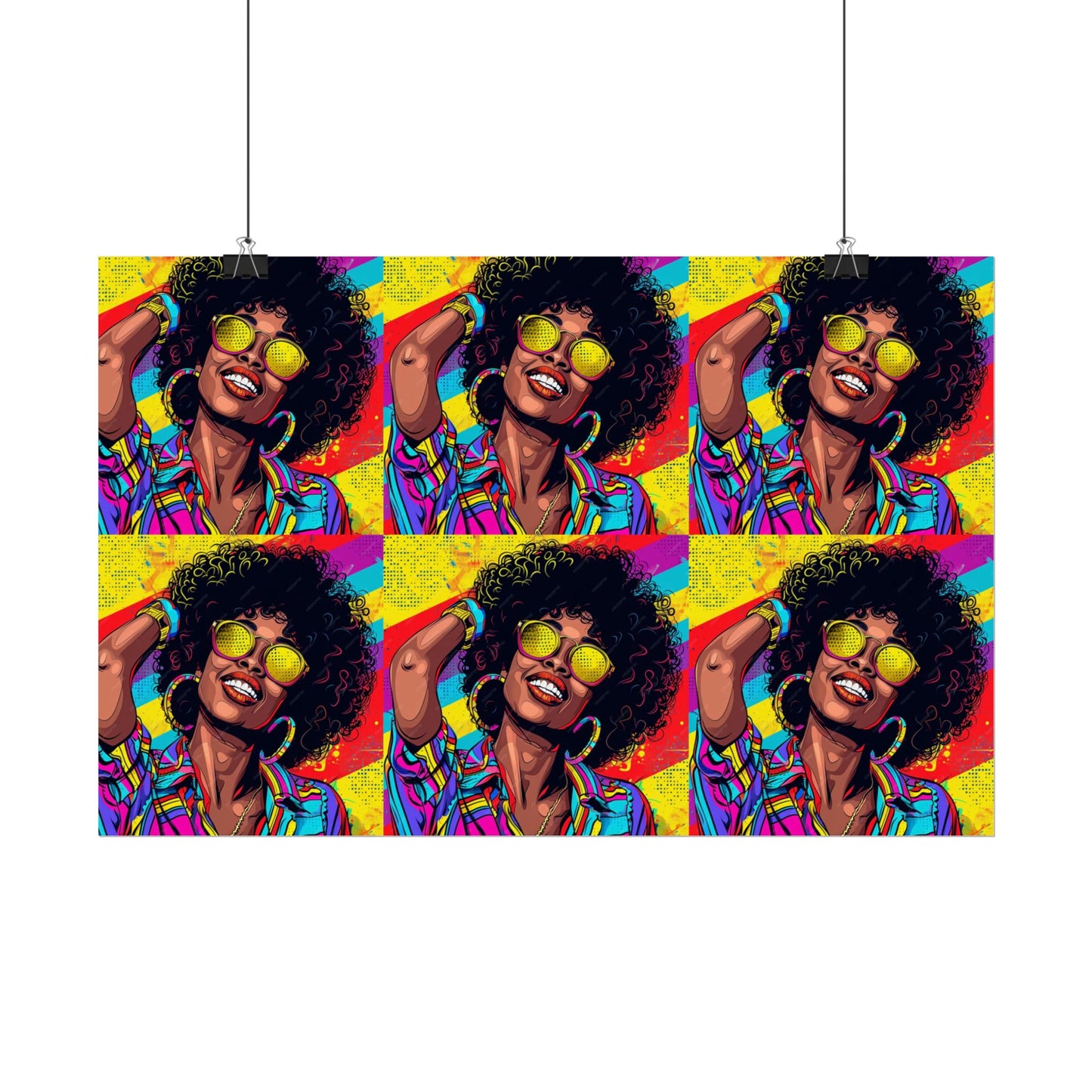 Woman afro hair with braids fat black color drawing Rolled Posters