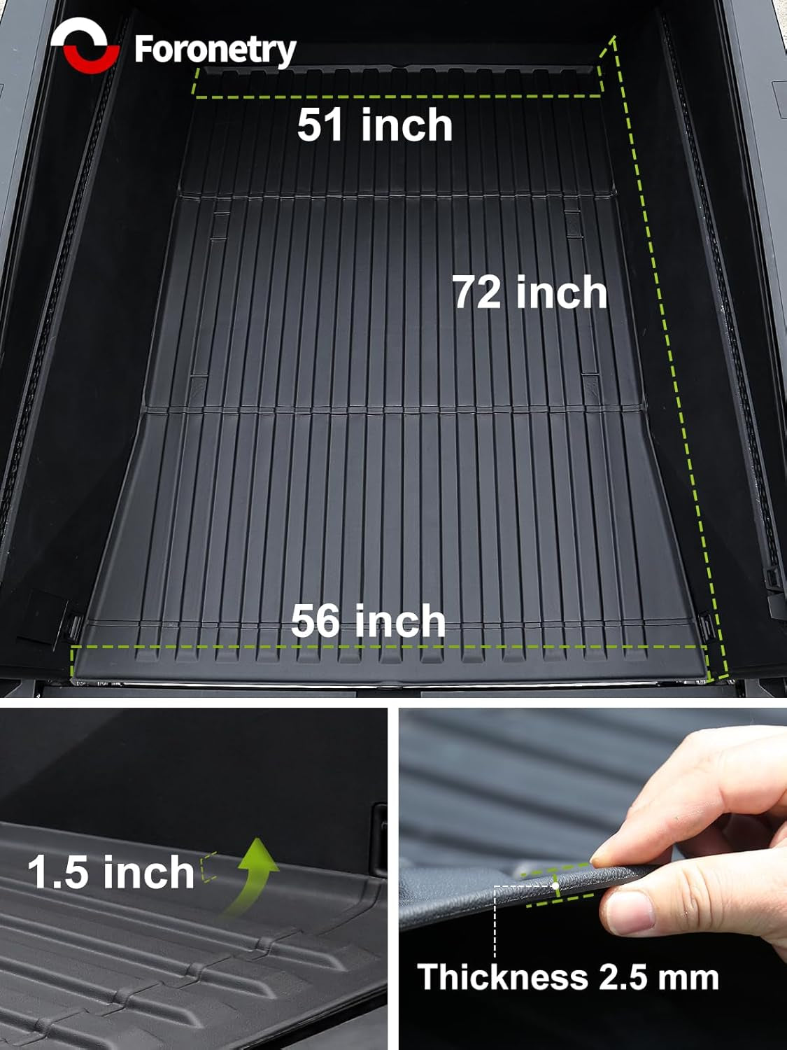 Trunk Bed Mat Compatible with Tesla Cybertruck 2024, Divider Fit All Weather TPE Waterproof Pickup Cargo Bed Liner for Cybertruck Accessories 3Mm (Truck Bed Mat)