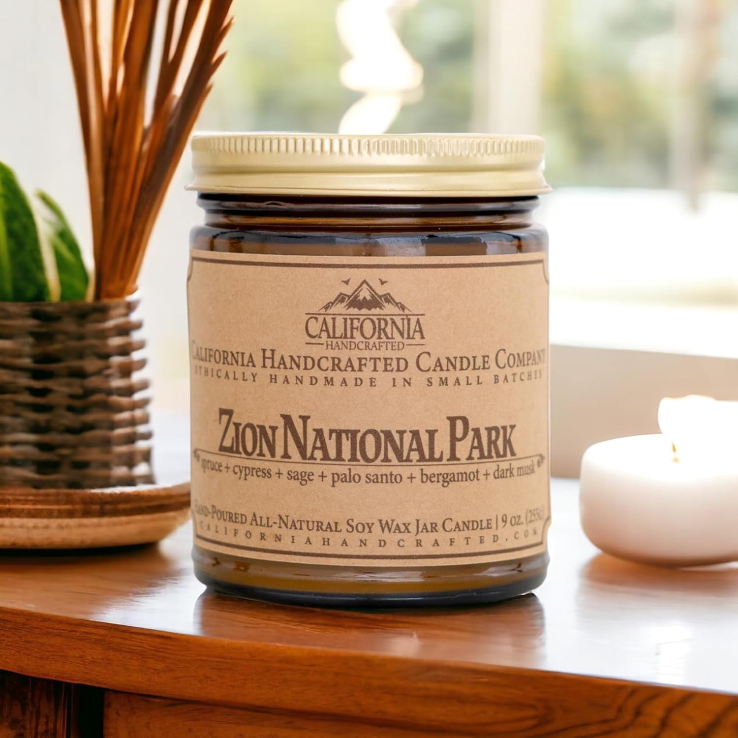 Zion National Park Soy Candle - 9Oz Spruce + Cypress + Sage Jar - Long-Lasting Eco-Friendly National Park Fragrance