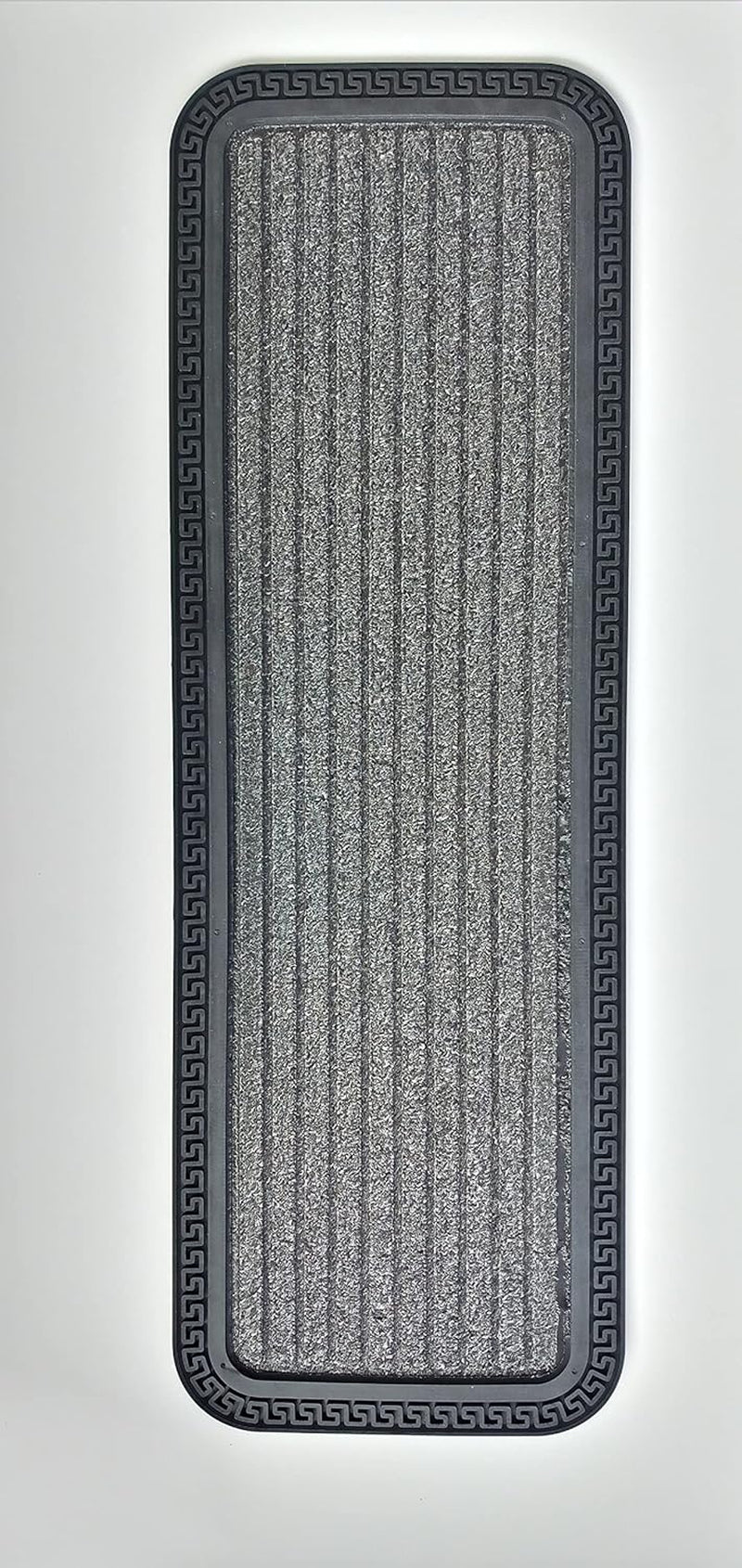 Indoor/Outdoor Hose-Wash Striped Design Non-Slip Rubber 10" X 30" Modern Stair Treads for Stairs, Garage, Patio, 5 Pack, Gray