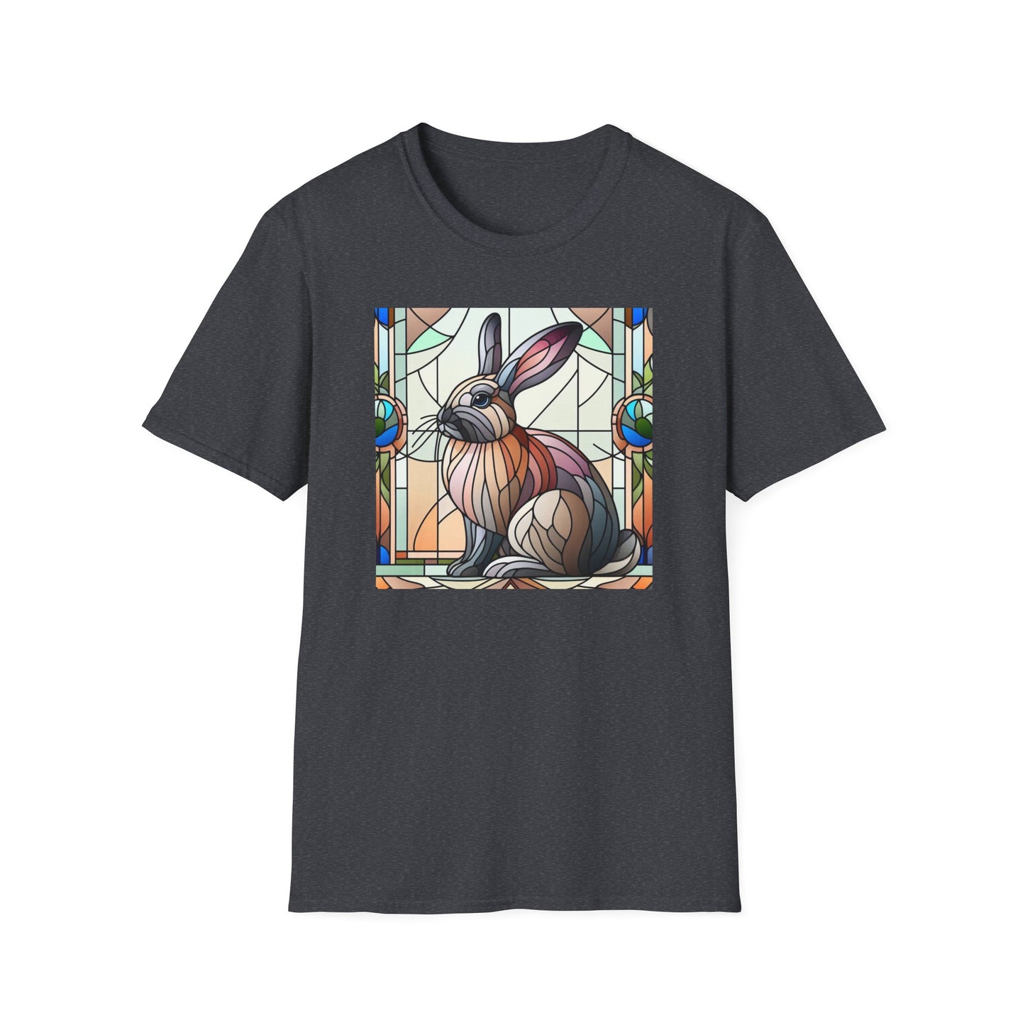 Flemish Giant Rabbit Animal Stained Glass Design Unisex Softstyle T-Shirt