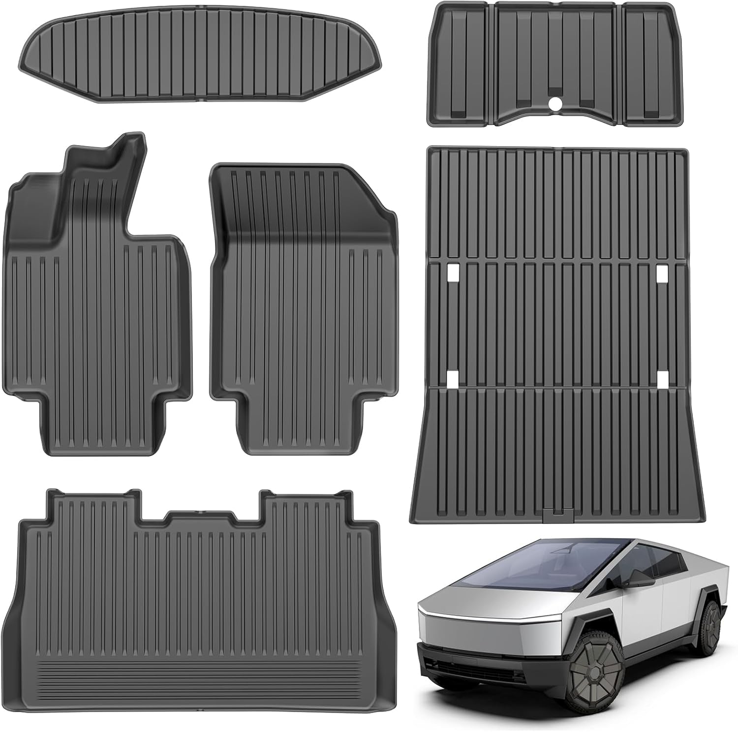 2024 New Version Tesla Model 3 Highland Floor Mats Custom Fit All Weather TPE Cargo Liner Cargo Trunk Accessories,Compatible 2021 2022 Tesla Model 3 (2024 Model 3 Full Floor Mat Kit Set of 6)