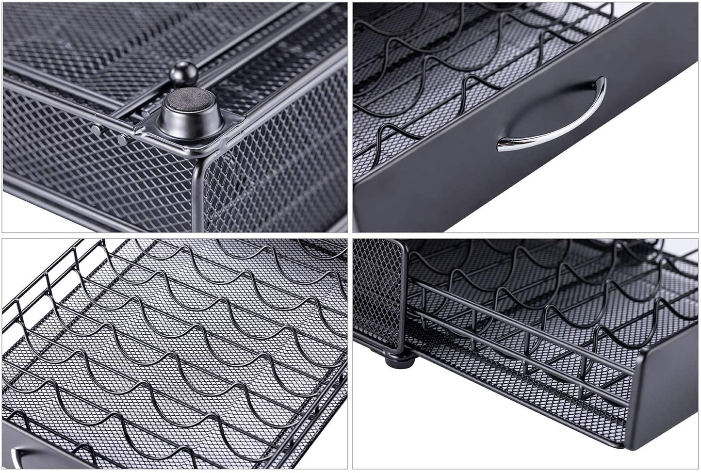 Vertuo Pod Holder Storage Drawer for Nespresso Vertuo Capsule Organizer Drawer Tray with Mesh Shelves for Nespresso Vertuo Holder Black Metal (40 Pods Capacity)