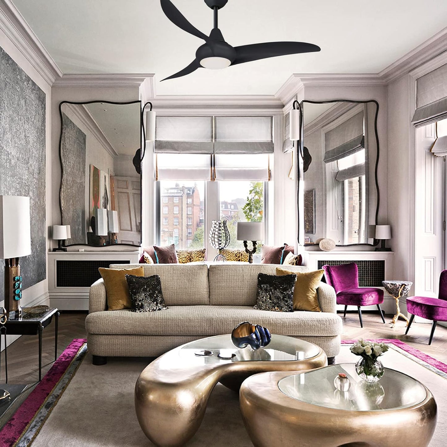 F845-CL Light Wave 44" Ceiling Fan with LED Light and Remote Control in Coal Finish