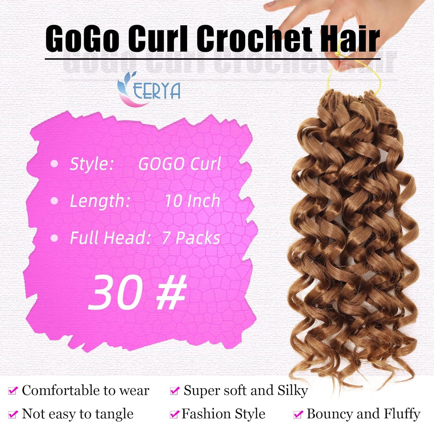 7 Packs Gogo Curl Crochet Hair 10 Inch Short Curly Crochet Hair for Women Water Wave Beach Curl Deep Twist Crochet Braids Synthetic Braiding Hair Extensions(10 Inch, #30)