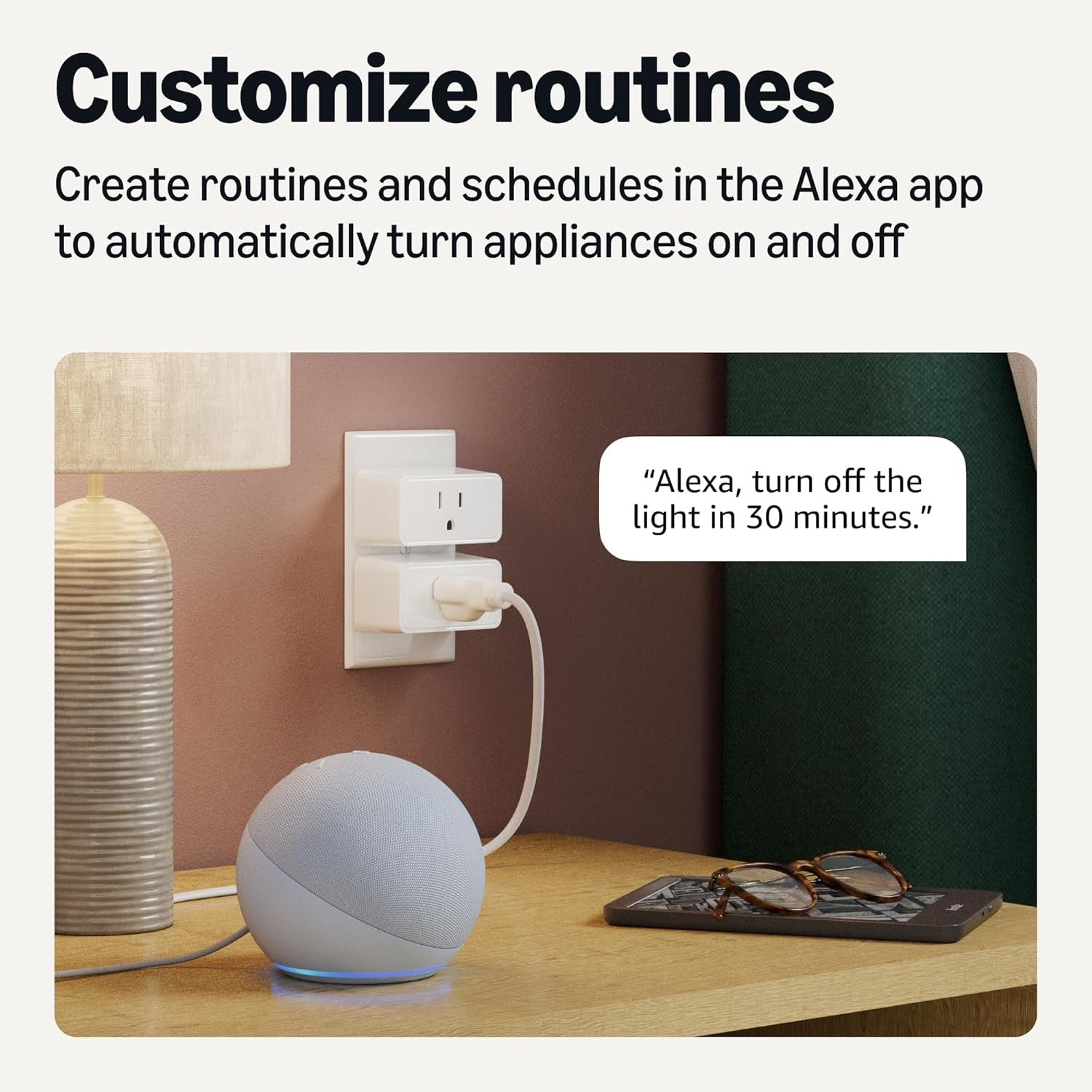 Smart Plug, Works with Alexa Only, 2.4 Ghz Wi-Fi, No Hub Required, 4 Pack, White