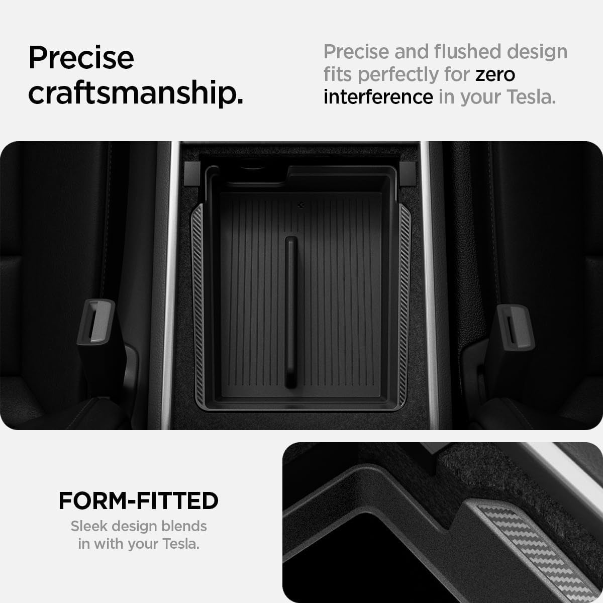 Armrest Console Organizer (Carbon Edition) Designed for Tesla Model 3/Y 2024/2023/2022 [Not Compatible with Model 3 2024 Refresh]