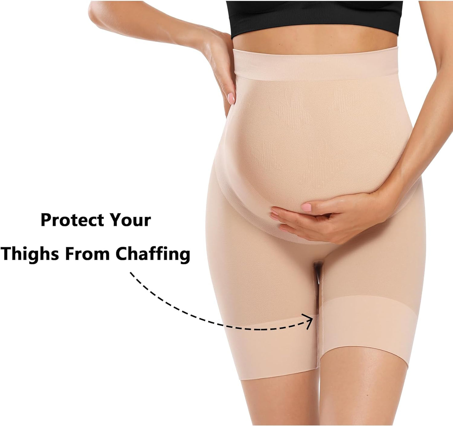 “Baby Bump” Premium Maternity Shapewear, High Waisted Mid-Thigh Pregnancy Underwear Prevent Chaffing Soft Adominal Support