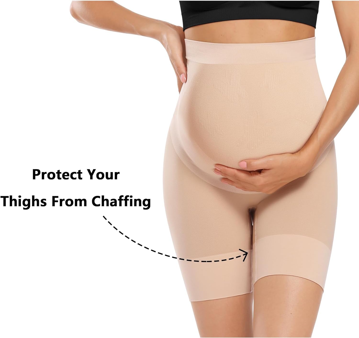 “Baby Bump” Premium Maternity Shapewear, High Waisted Mid-Thigh Pregnancy Underwear Prevent Chaffing Soft Adominal Support