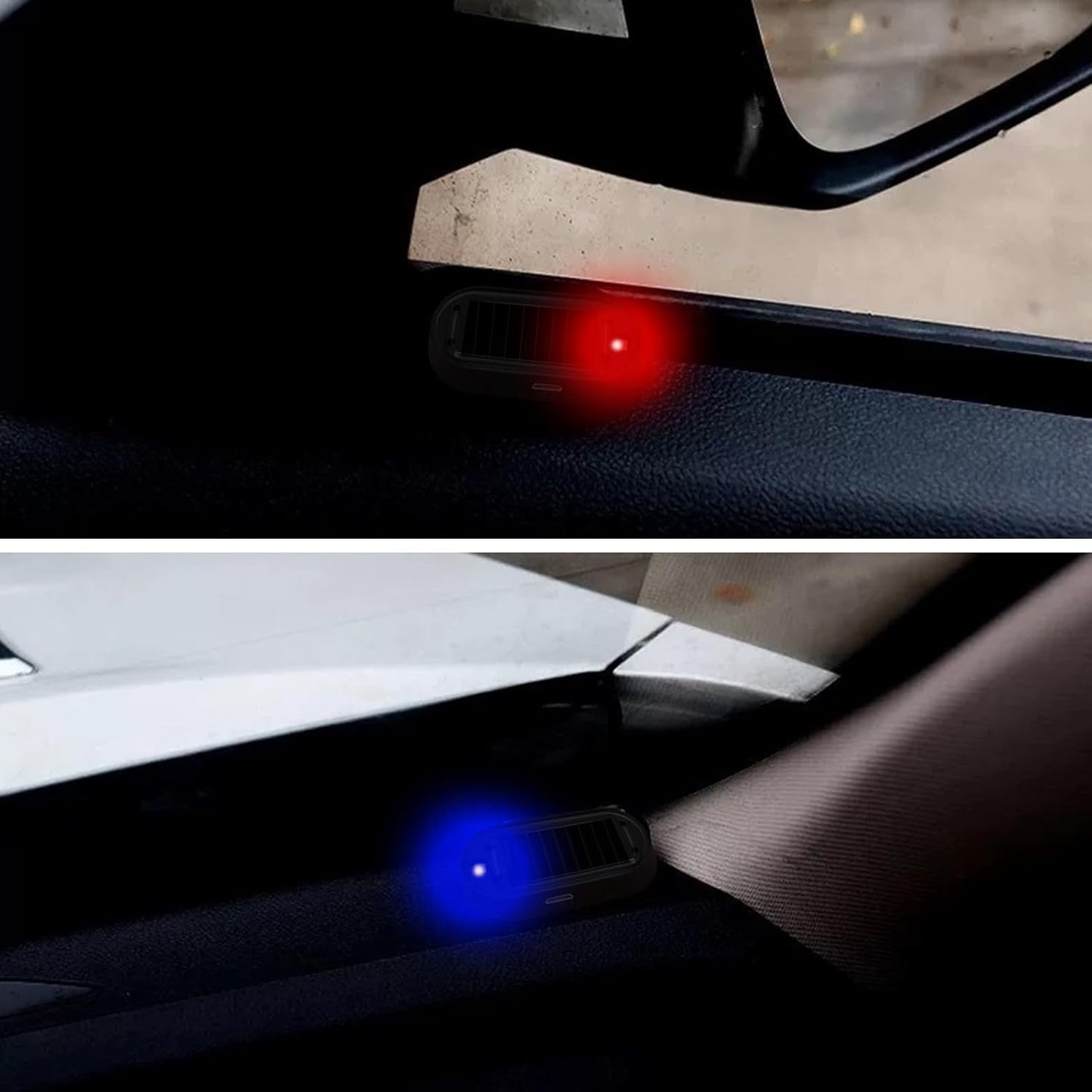 Car Solar Power Simulated Dummy Alarm，New Model&Brighter & Clearer，Anti-Theft LED Flashing Security Light Fake Lamp with USB Charger Port，2Pcs (Red & Blue) TRUCK DRIVER