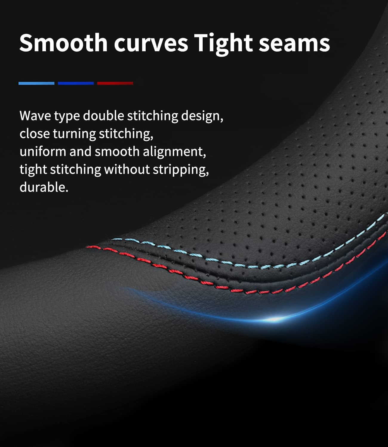 Custom-Fit for Tesla Steering Wheel Cover, Premium Leather Car Steering Wheel Cover with Logo, Non-Slip, Breathable, for Tesla Accessories (B-Style,For Tesla)