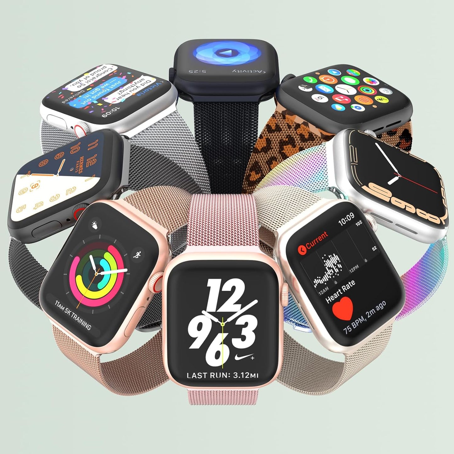 Compatible with Apple Watch Band Series 9, Ultra 2, SE, Ultra 8 7 6 5 4 3 2 1 38Mm 40Mm 41Mm 42Mm 44Mm 45Mm 49Mm Women and Men, Stainless Steel Mesh Loop Magnetic Clasp Replacement For