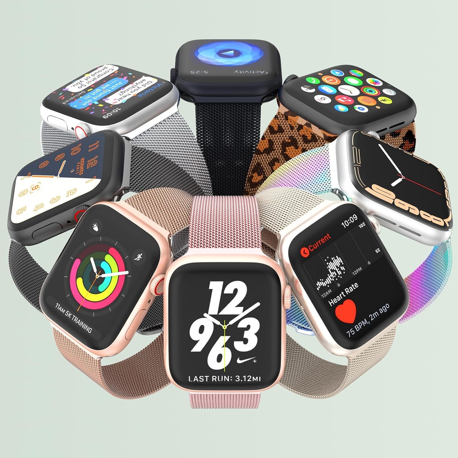 Compatible with Apple Watch Band Series 9, Ultra 2, SE, Ultra 8 7 6 5 4 3 2 1 38Mm 40Mm 41Mm 42Mm 44Mm 45Mm 49Mm Women and Men, Stainless Steel Mesh Loop Magnetic Clasp Replacement For