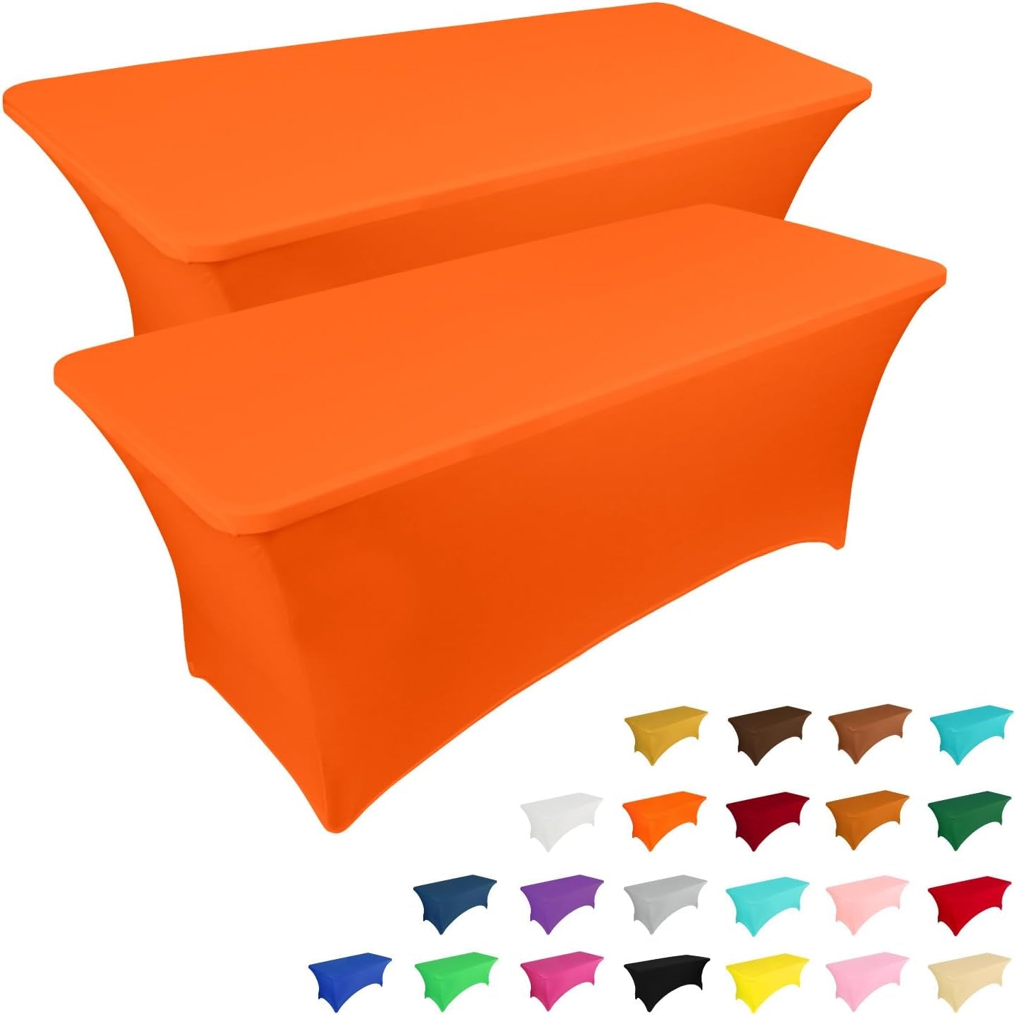 2 Pack 6FT Table Cloth for Rectangular Fitted Events Stretch Black Table Covers Washable Table Cover Spandex Tablecloth Table Protector for Party, Wedding, Cocktail, Banquet, Festival