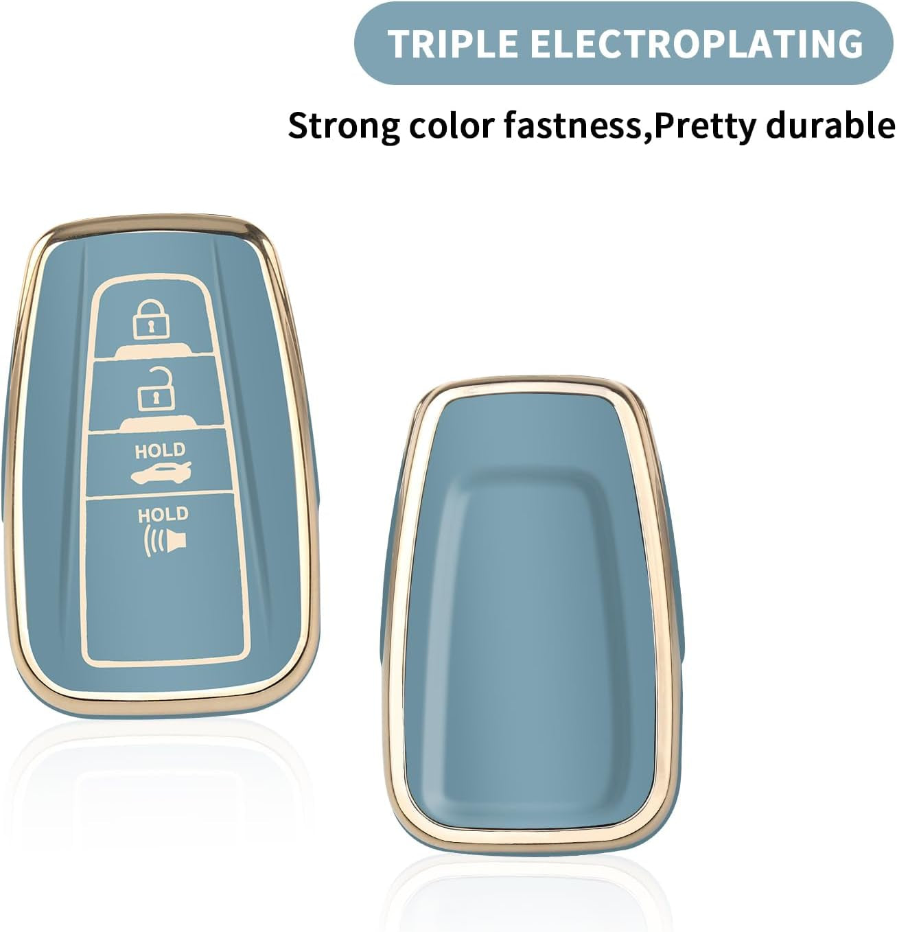 for Toyota Key Fob Cover with Keychain Suitable for Highlander RAV4 Camry Avalon C-HR Corolla GT86 Premium TPU Key Fob Case (Style 2-Blue)