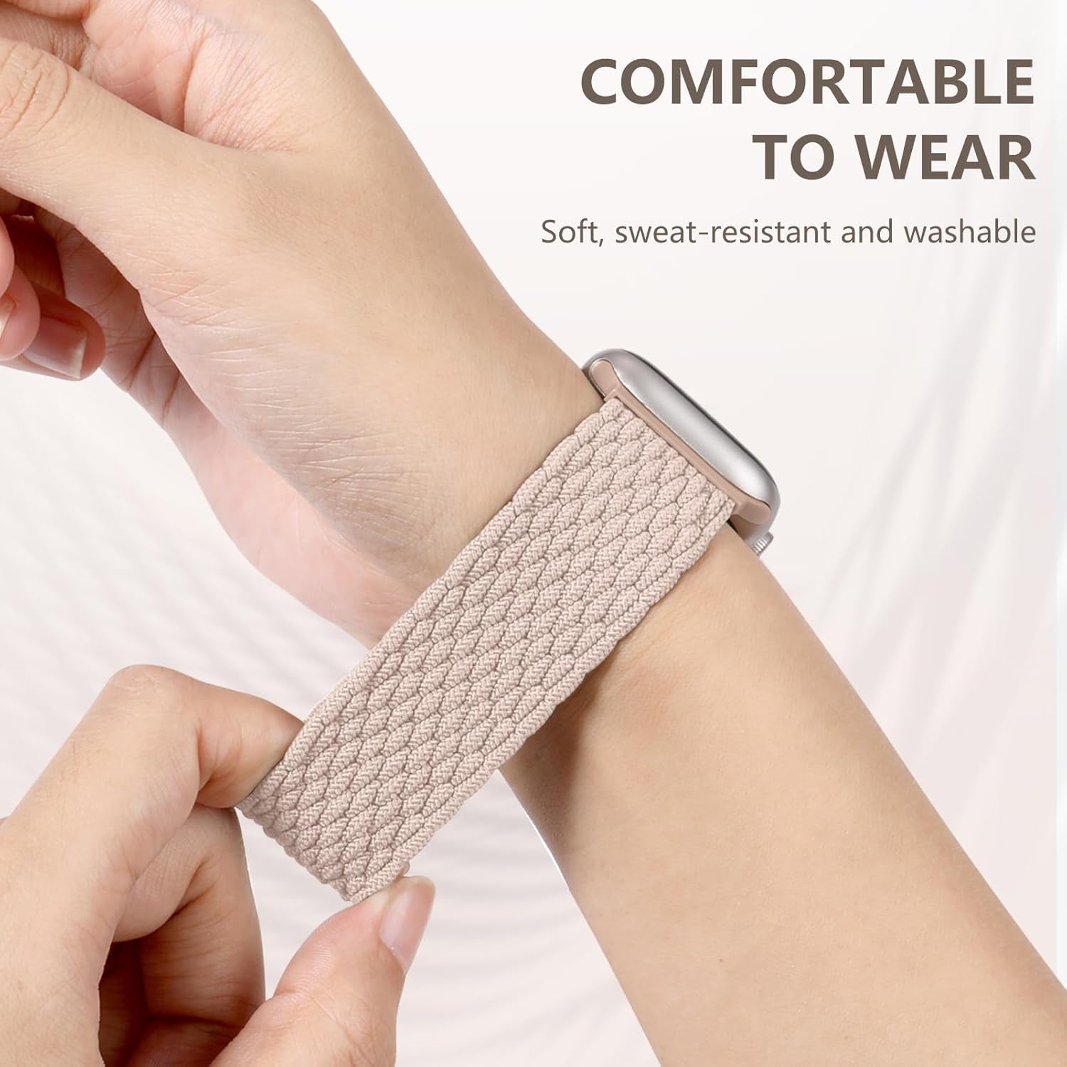 Nylon Stretchy Solo Loop, Compatible with Apple Watch 38/40/41/42/44/45/49Mm, Braided Sport Wristband Straps for Iwatch Series 9/8/7/6/5/4/3/2/1/SE, Pink