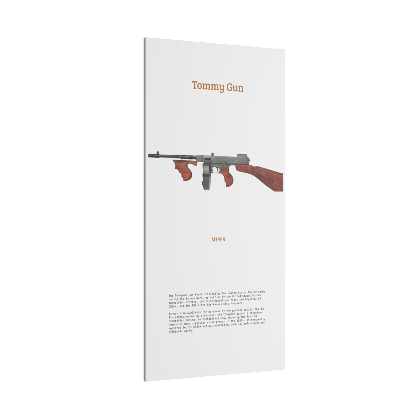Thompson submachine gun TOMMY GUN M1928 Matte Canvas, Stretched, 0.75" (Multi-Size)