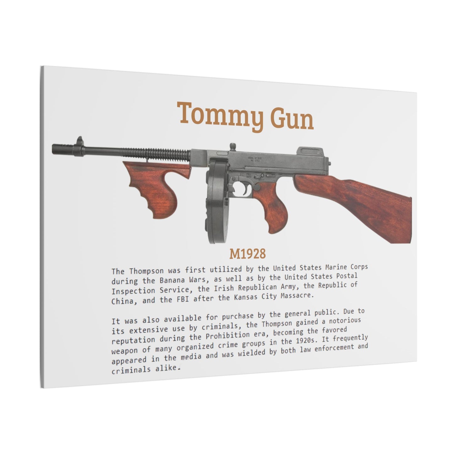 Thompson submachine gun TOMMY GUN M1928 Matte Canvas, Stretched, 0.75" (Multi-Size)