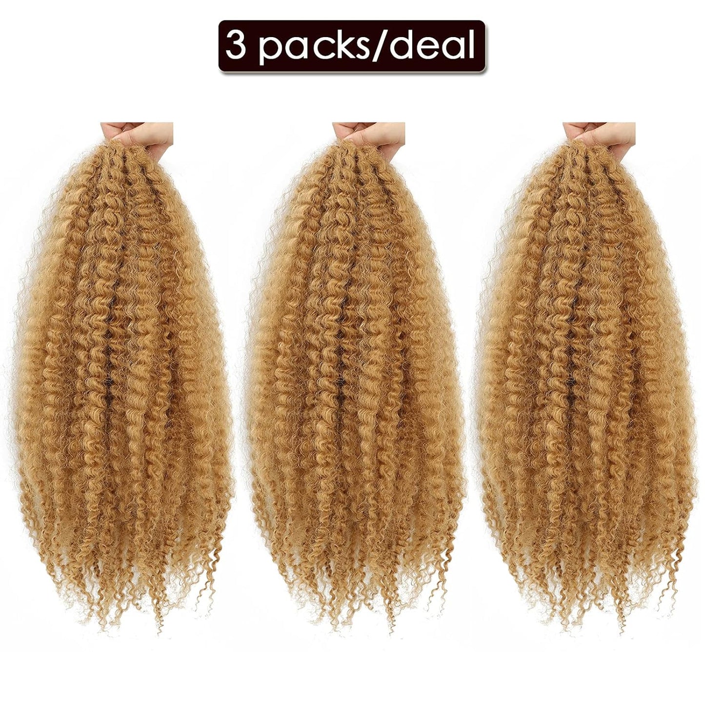 Marley Hair 24 Inch Marley Twist Braiding Hair, Afro Kinky Marley Hair for Faux Locs Crochet Hair Hair Extensions (24 Inch (Pack of 3), #27)