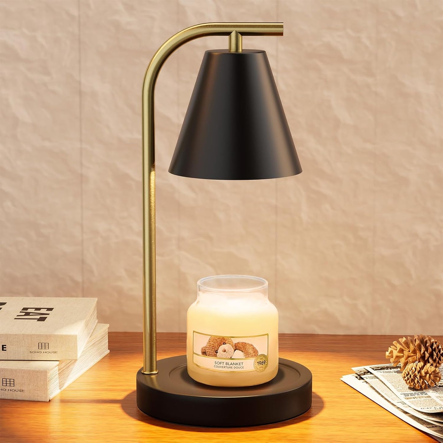 White Candle Warmer with Timer - Electric Candle Lamp for Scented Wax with 2 Bulbs - House Warming Gifts for Women