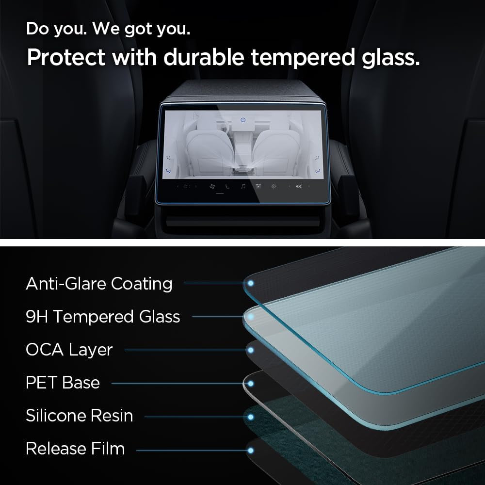 Tempered Glass Screen Protector [Glastr Slim] Designed for Tesla Model 3(2024/2025) 8" Rear Touchscreen - Matte/Anti Finger Print