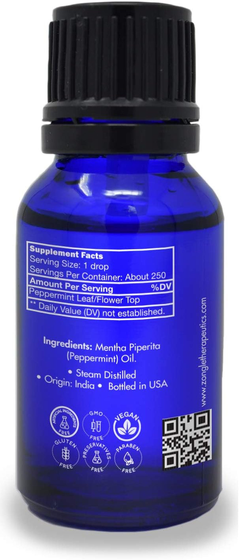 Zongle Peppermint Essential Oil, India, Safe to Ingest, Mentha Piperita, 15 Ml TLBH