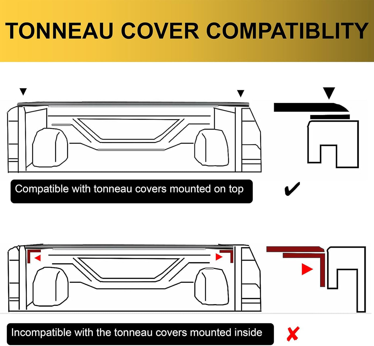Roll Bar for Full Size Pickup Truck, Adjustable Sport Chase Rack Compatible with Tundra,Ford F-Series,Ram 1500/2500/3500,Silverado,Sierra,Titan&Titan Xd,Cargo Rack,Textured Black Powder