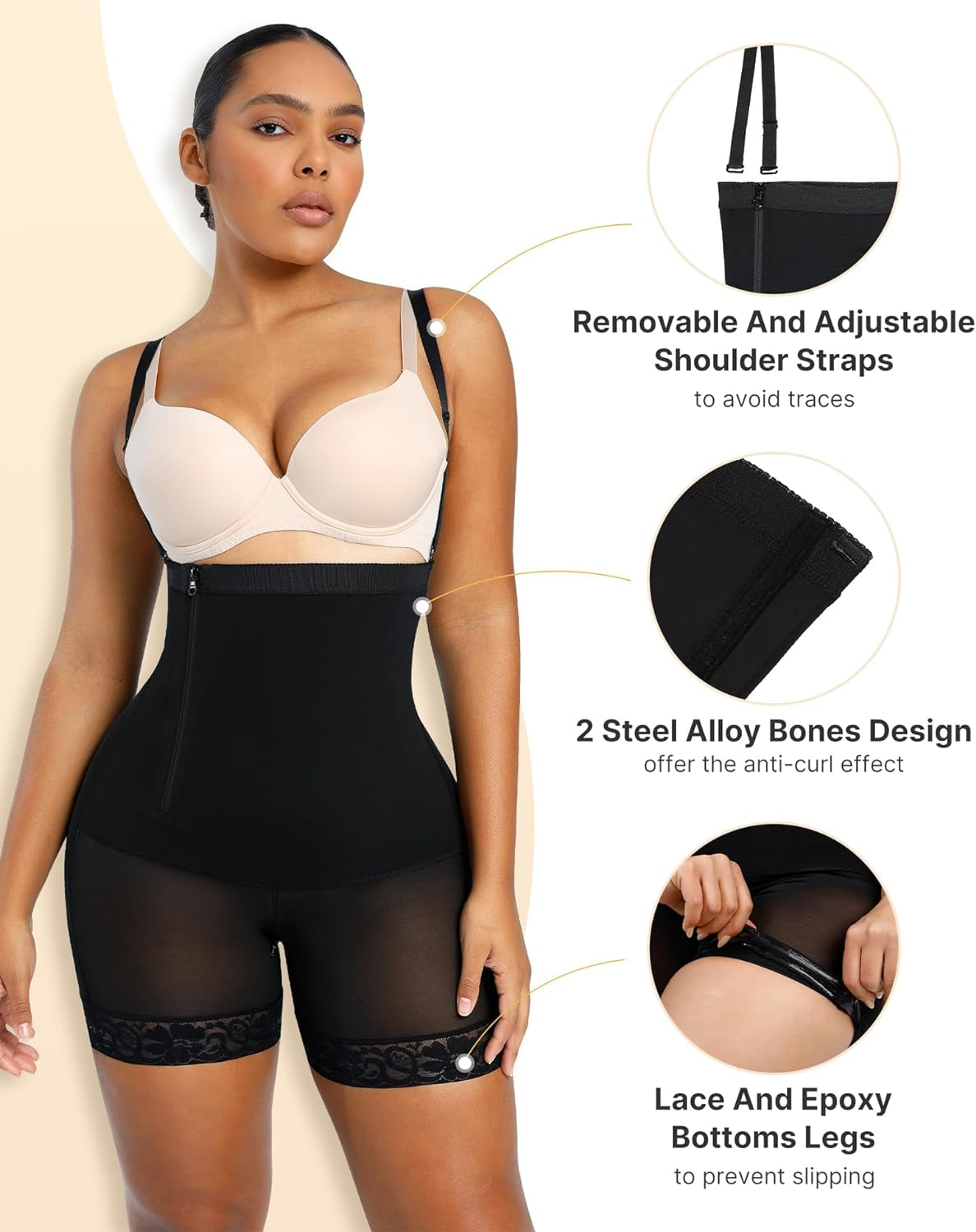 Tummy Control Shapewear Fajas Colombianas Side Zipper Body Shaper plus Size Postpartum Bodysuit with Butt Lift