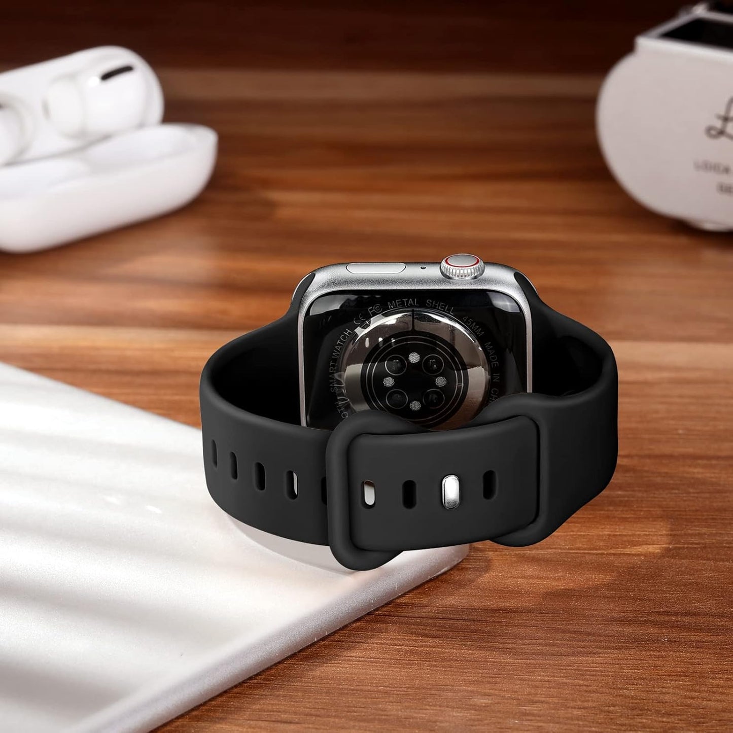 Compatible-With Apple Watch Straps - 2Pcs Silicone Apple Watch Straps 38Mm 40Mm 41Mm 42Mm 44Mm 45Mm 49Mm, Sports Watchband for Women Men, Replacement for Iwatch Ultra 8 Se 7 6 5 4 3 2 1