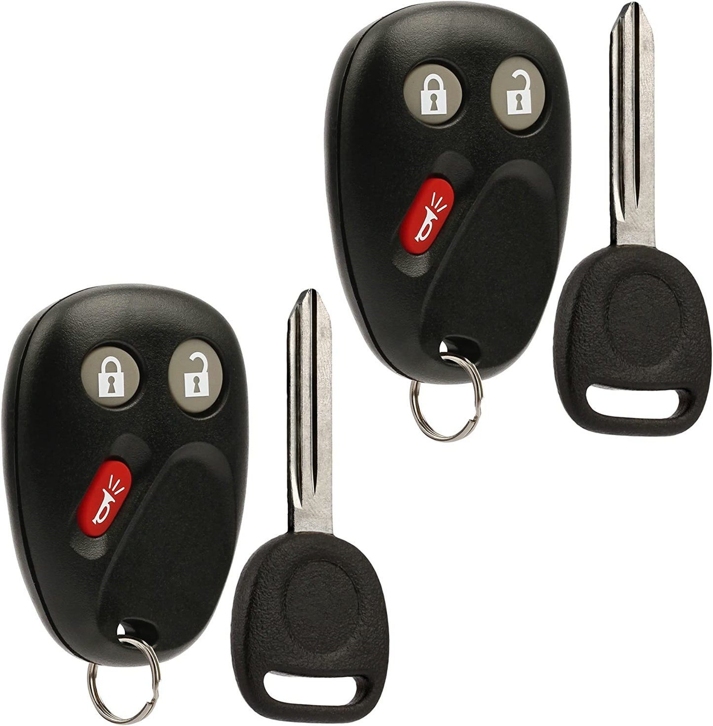 Key Fob Keyless Entry Remote with Ignition Key Fits 2003-2006 Chevy Avalanche Equinox Silverado SSR Suburban Tahoe / GMC Sierra Yukon / Hummer H2 / Pontiac Torrent / Saturn Vue (LHJ011), Set of 2