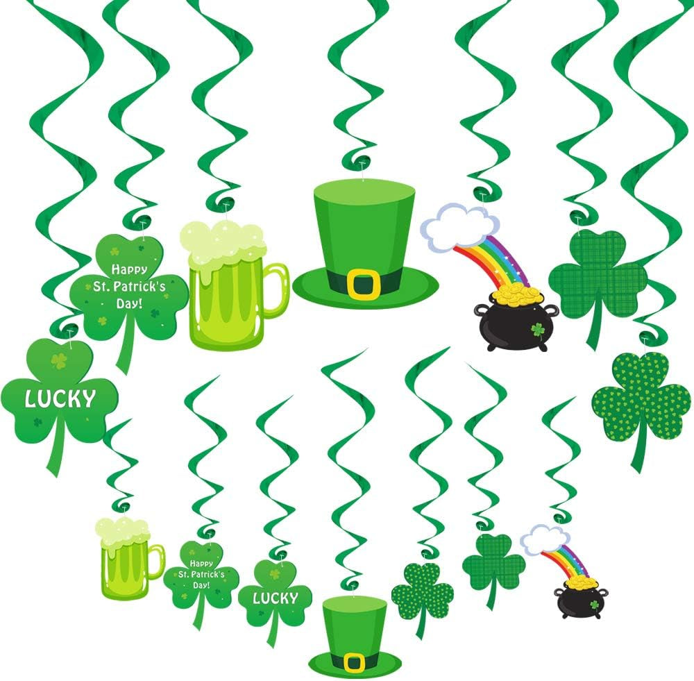 40Ct St. Patrick'S Day Decorations Kit, Hanging Swirls, Banner, Shamrock Garlands for St. Patrick'S Day Decor, St. Patrick'S Day Party Favor