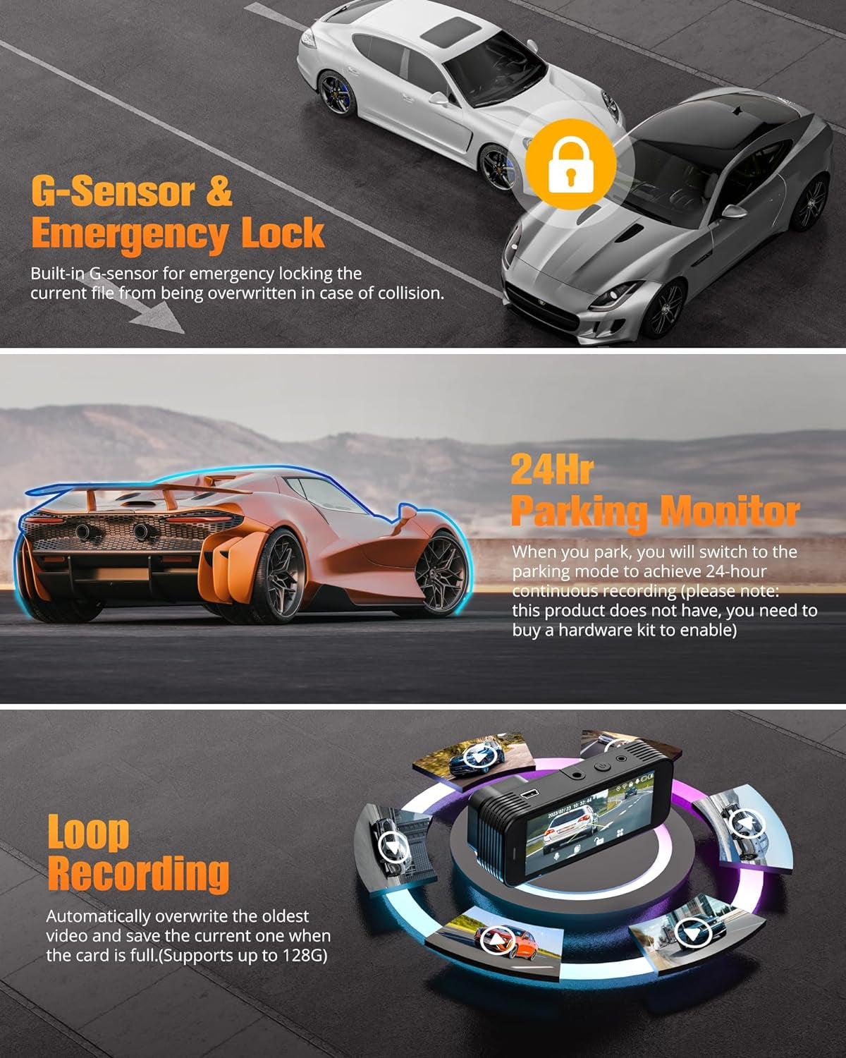 Dash Cam Front and Rear, 8K UHD/2.5K FHD Dash Cam, Dash Camera for Cars, Free 32GB Card, Build in GPS & Wifi,3.16" IPS Screen, 170°Wide Angle, WDR, Night Vision, 24Hrs Parking Mode