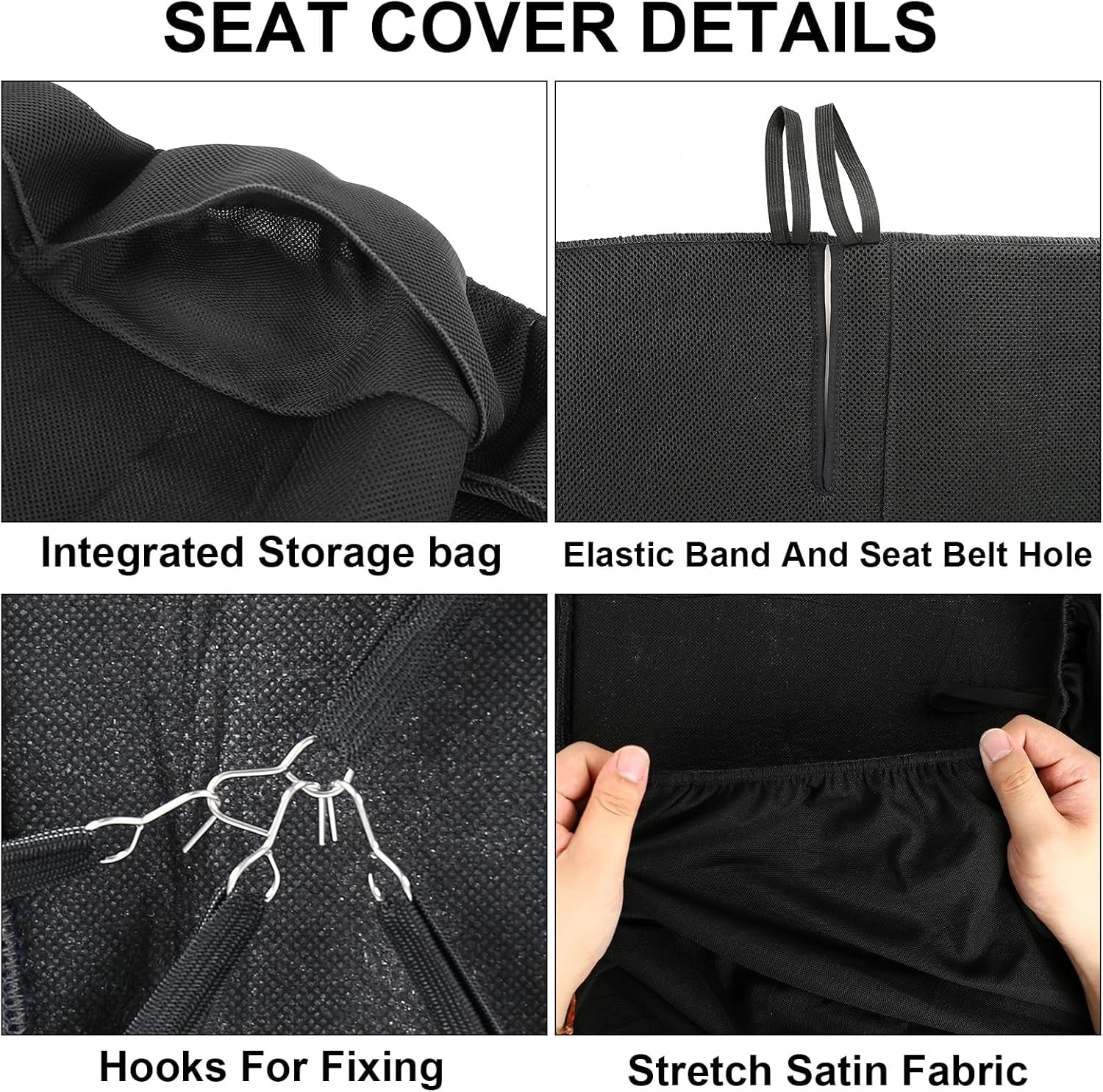 Custom-Fit Bench Seat Covers Replace for 1969-1996 Ford F100 F150 F250 Series Air Mesh Fabric Full Size Classic Trucks Seat Protector without Headrests (Black &Gray)