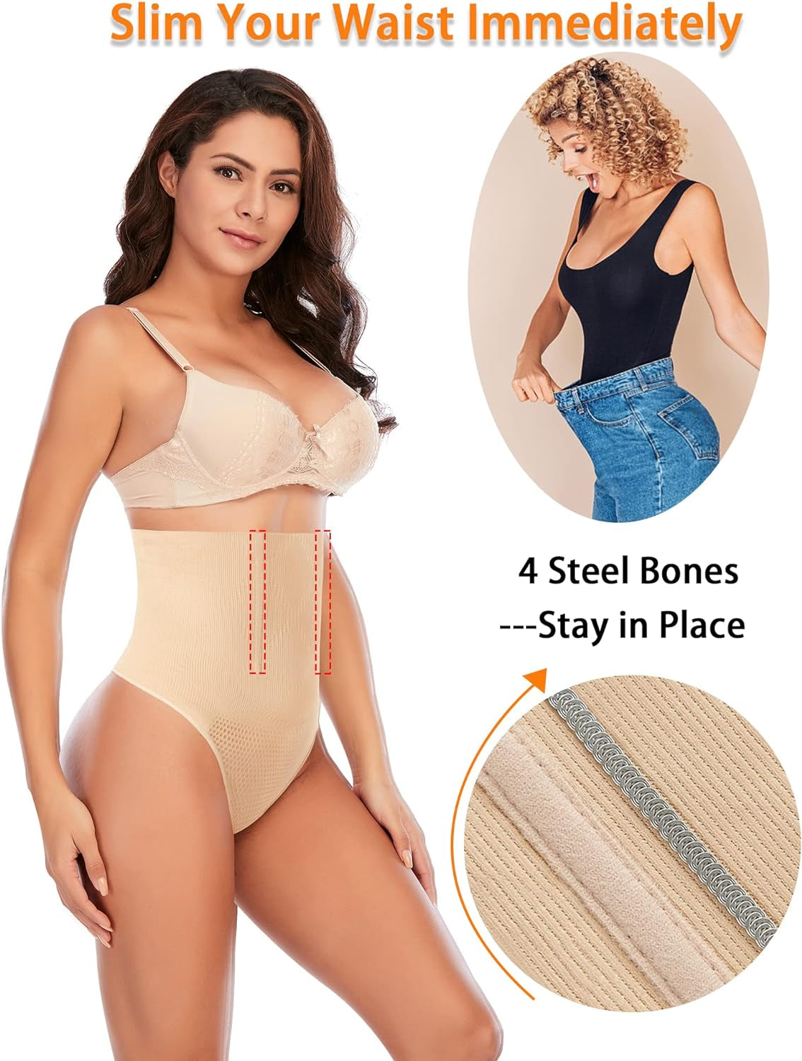 Tummy Control Thong Shapewear for Women Seamless Shaping Thong Panties Body Shaper Underwear