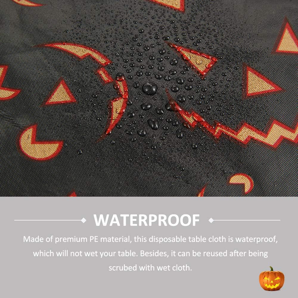 Halloween Tablecloth, 2PCS 54X108 Inch Disposable Table Cover, Rectangle Plastic Halloween Table Cloth for Hunted House Table Decoration, Black
