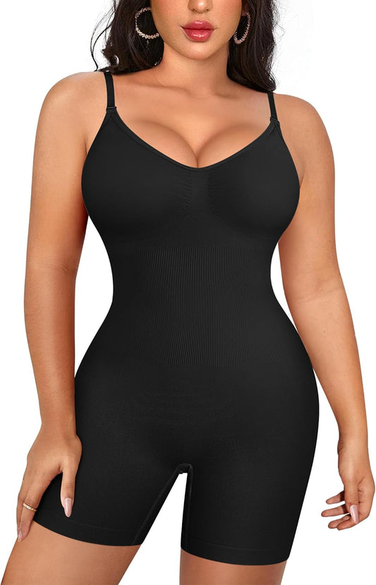 Women Slimming Bodysuits Shapewear Tops Tummy Control Body Shaper Spaghetti Strap Camisole Leotards Bodycon Jumpsuit