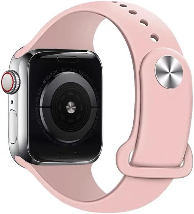 Soft Silicone Sport Replacement Strap Compatible for Apple Watch Series 8 7 6 5 4 3 2 1 Sport Edition，Men Women Pink