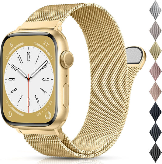 Mesh Metal Loop Compatible with Apple Watch Band 40Mm 41Mm 38Mm 44Mm 45Mm 49Mm Series Ultra SE 9 8 7 6 5 4 3 2 1 Women Men, Stainless Steel Strap with Magnetic Clasp for Iwatch Bands