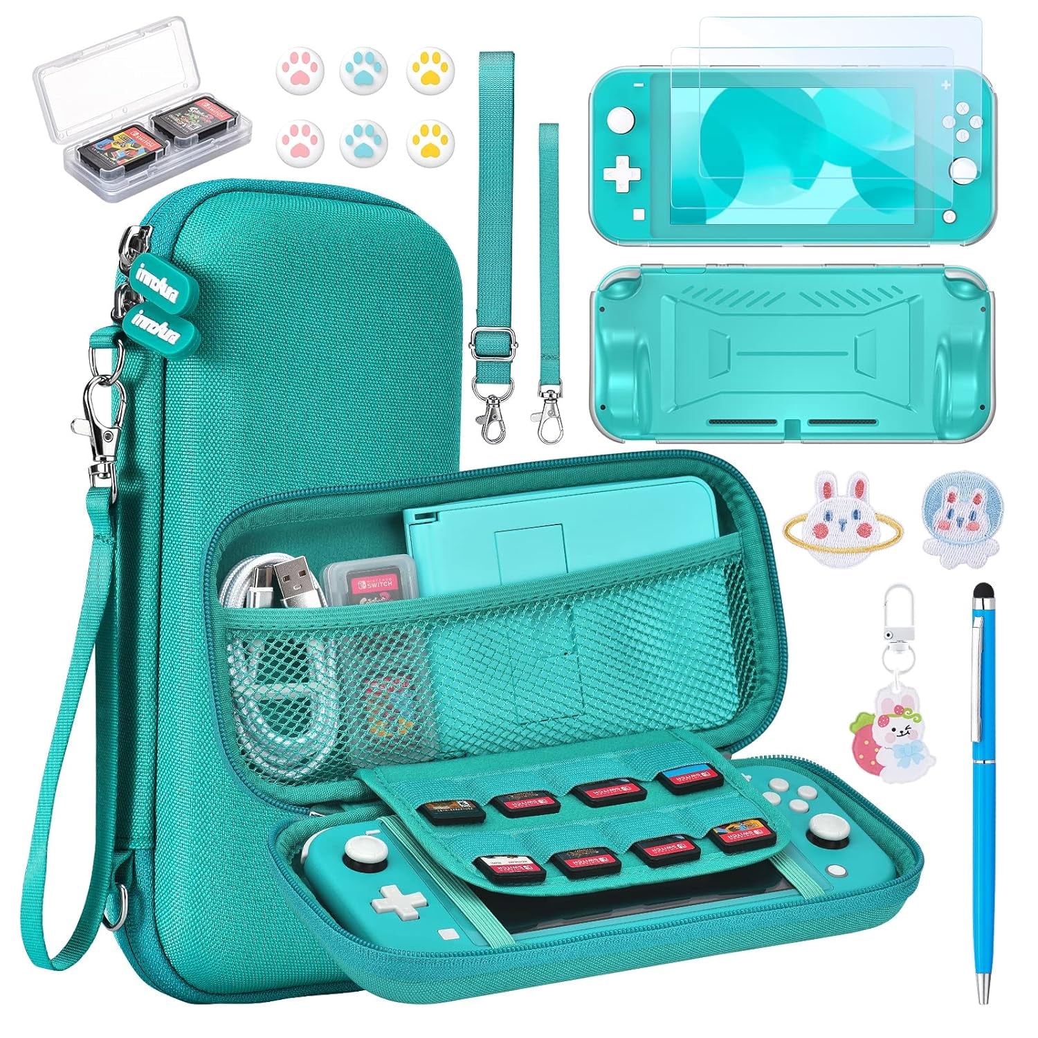 Switch Lite Case 18 in 1 Switch Lite Accessories Bundle with Switch Lite Carrying Case, Switch Game Case, Switch Lite Screen Protector, Switch Thumb Grips (Purple)